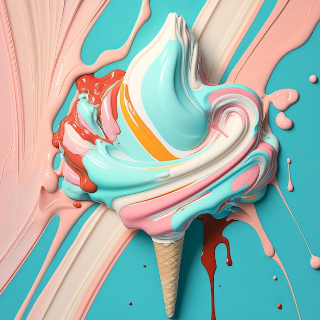 Zdjęcie roztopione lody w pastelowych kolorach