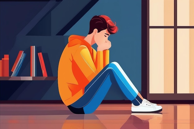 Rozważny nastolatek cierpi na dyskomfort emocjonalny i problemy ze zdrowiem psychicznym