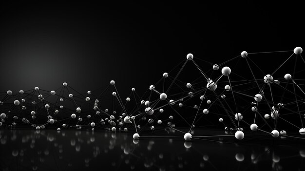 Rozwijająca się sieć 3D Linie i kropki tworzące siatkę