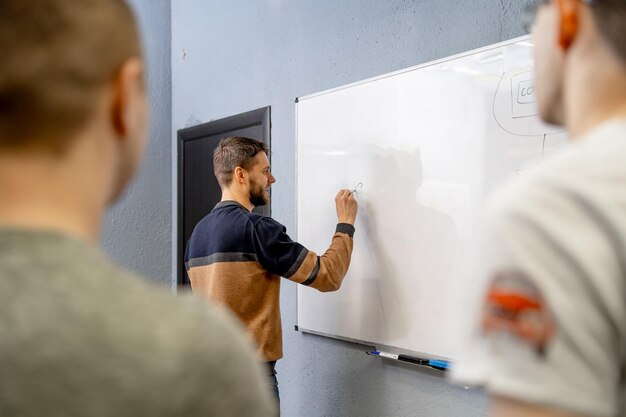 Rozwijanie technologii programowania i kodowania. Projekt strony internetowej. Programiści pracujący w biurze firmy zajmującej się tworzeniem oprogramowania