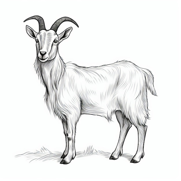 Rtx On Style Goat Drawing z czystym atramentem i naturalną symboliką