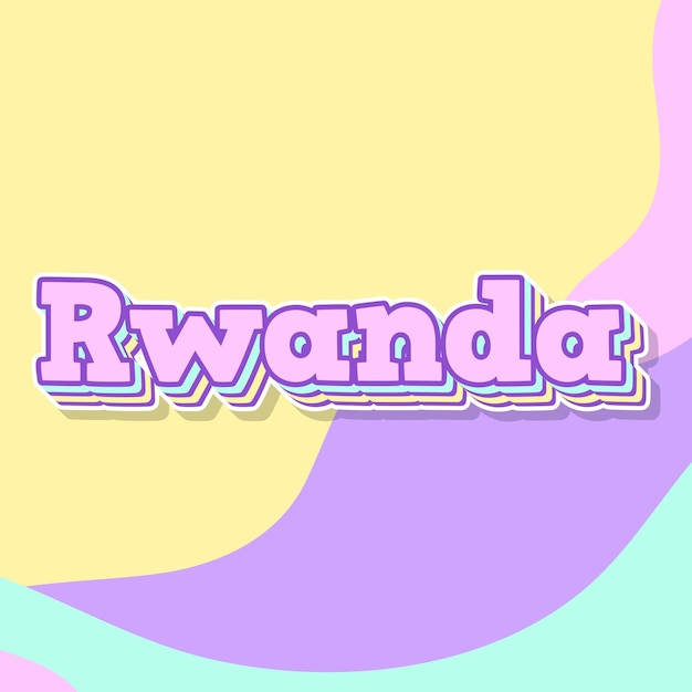 Zdjęcie ruanda typografia 3d projekt słodki tekst słowo fajne zdjęcie tła jpg