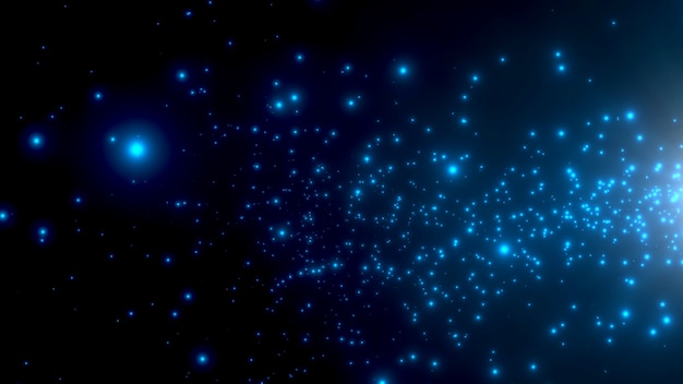 Ruch niebieskich cząstek i gwiazd w galaktyce, streszczenie tło. Elegancki i luksusowy styl ilustracji 3d dla szablonu kosmosu i wakacji