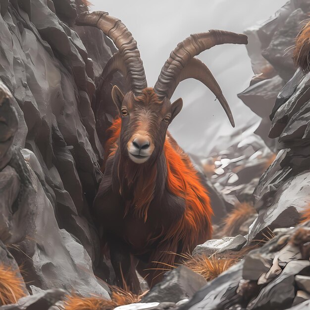 Rugged Mountain Goat Wildlife Stock Image (obraz dzikiej przyrody kozy górskiej)