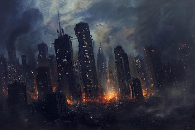Ruinous Apocalypse miasto ciemne Generate Ai