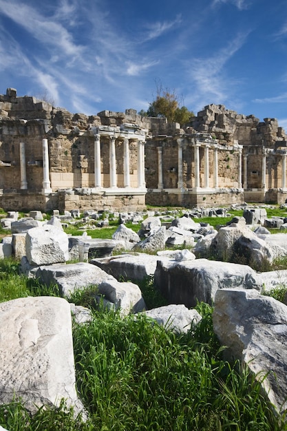 Ruiny Agory W Side, Biblioteka, Antalya, Turcja