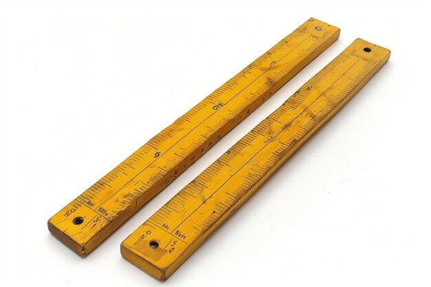 Zdjęcie ruler isolated on white wooden double rule twenty centimeter and eight inch long