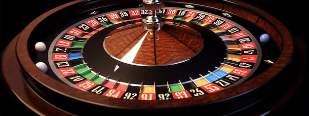 Ruletka w kasynie na ciemnym tle Generative AI