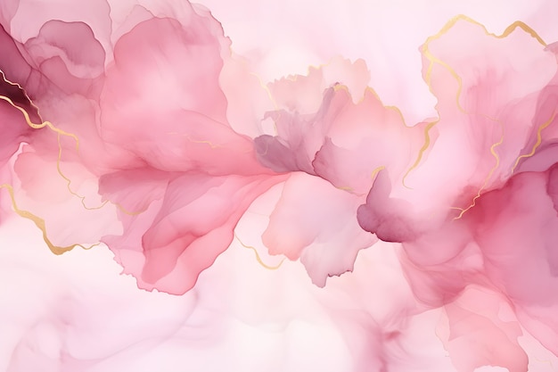 Zdjęcie rumieniec różowy płynny akwarela malarstwo wektor wzór tła dla karty zakurzona róża i biel