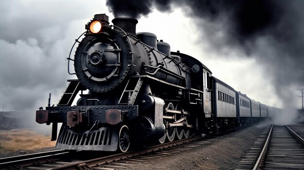Rush Railway vintage czarna lokomotywa parowa A