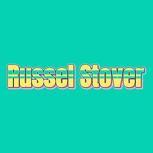 RusselStover Typography Vintage 90s 3d design żółty różowy tekst tło zdjęcie jpg