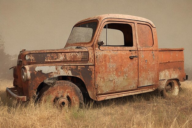Zdjęcie rustic elegance stary samochód grunge paint i weathered steel collide