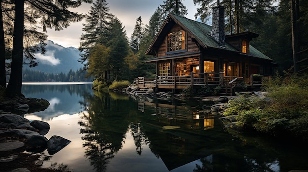 Rustic Lakeside Serenity Prywatne miejsce wypoczynku z uroczą kabiną