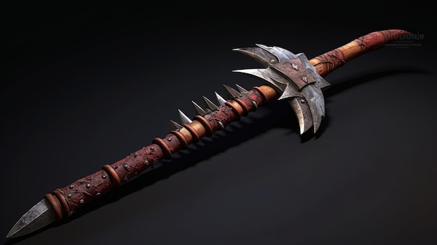 Zdjęcie rustic spiked dagger z szczegółami renderowanymi w 3d