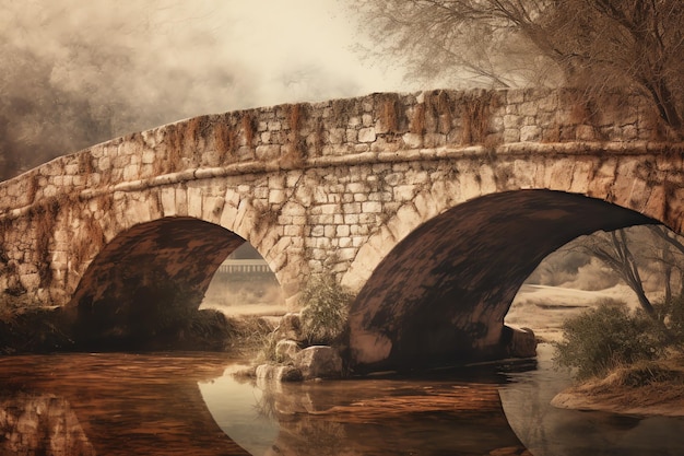 Rustic Stone Bridge Dzień Walentynek tło