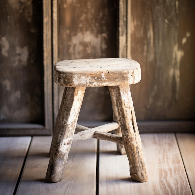 Zdjęcie rustic stool z vintage urokiem w stylu kuang hong