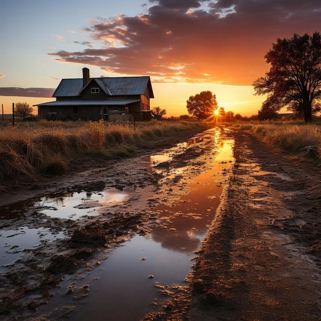 Rustic Sunset Splendor jesienne krajobrazy Zdjęcie