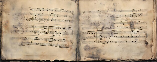 Zdjęcie rustyczne puste nuty muzyczne tekstury papieru książkowego