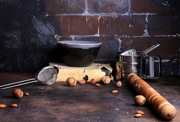 Rustykalne tło kuchenne z miejscem na tekst Grunge Shabby chic loft