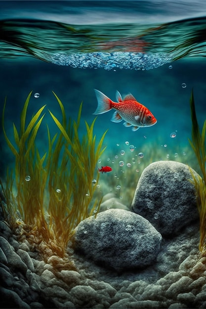 Ryba, która pływa w jakiejś sztucznej inteligencji generatywnej wody
