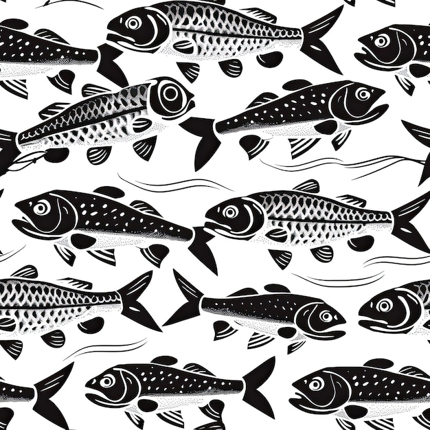 Zdjęcie ryba na białym tle z czarnymi i białymi liniami