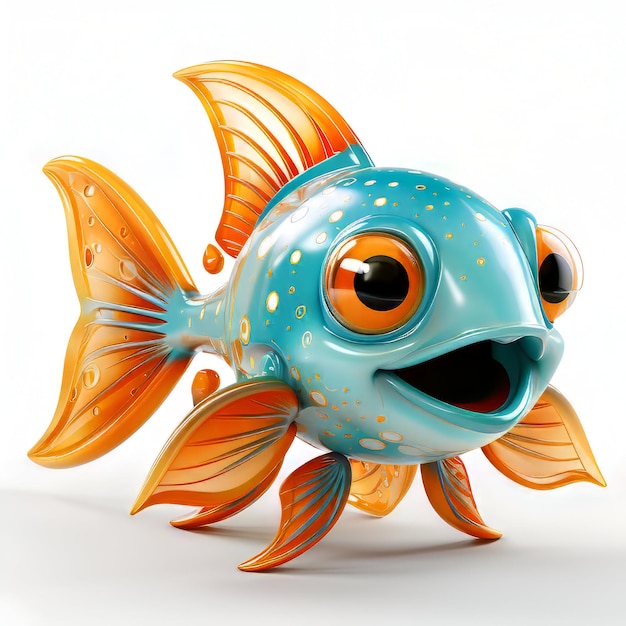 ryba rysunkowa na białym tle ilustracja renderowania 3D