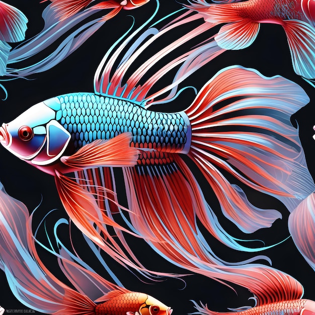 ryba siam z niebieskimi i czerwonymi kolorami Generatywna sztuczna inteligencja