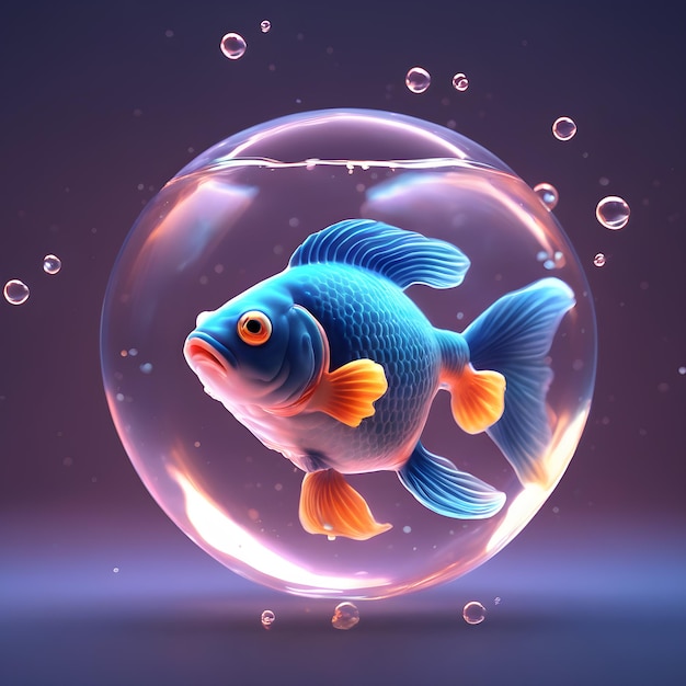 ryba w bańce w kształcie serca