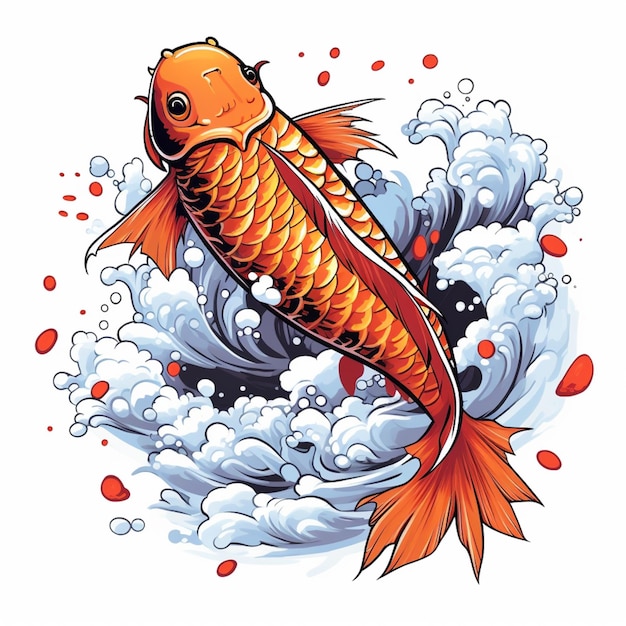 Ryba w wodzie z czerwoną plamą na dnie