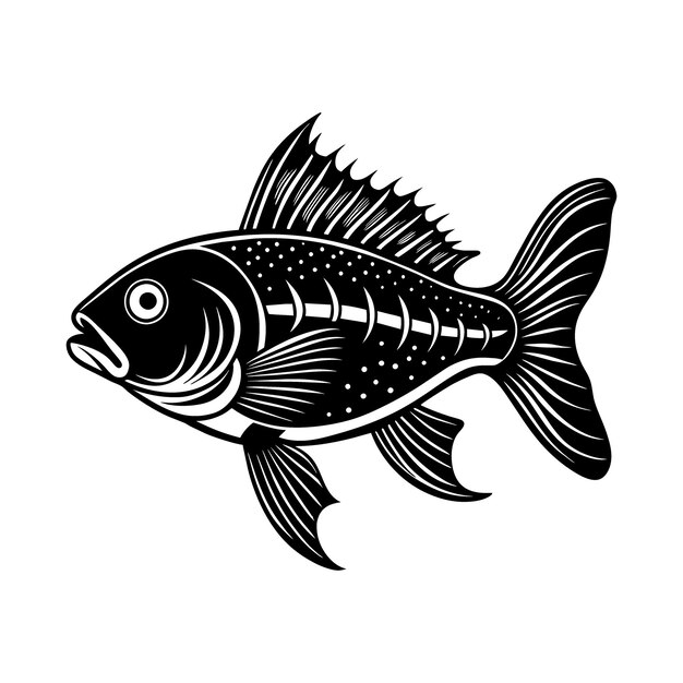 Zdjęcie ryba z czarną linią na plecach jest narysowana na czarno-białym