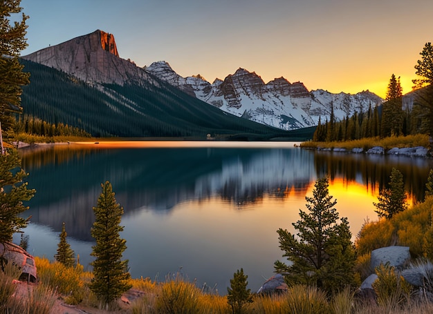 Rybołówstwo przy wschodzie słońca Colorado Rocky Mountains