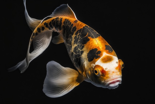 Ryby Koi izolowane czarne tło generatywne AI