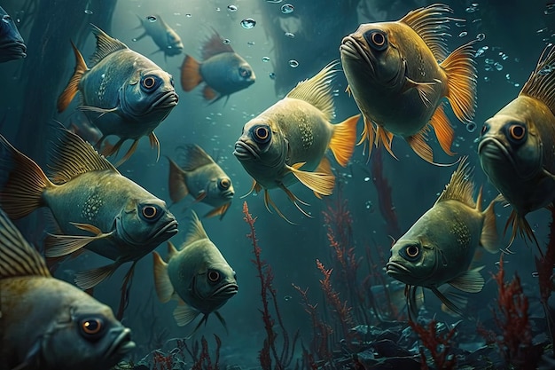 Zdjęcie ryby wampirów podwodna bujna natura autorstwa generative ai