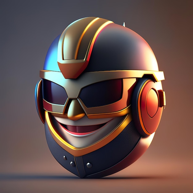 Rycerz bohatera Emoji z hełmem w generatywnej sztucznej inteligencji 3D