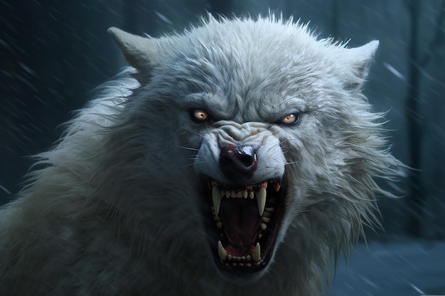 Zdjęcie ryczący niebezpieczny wilk