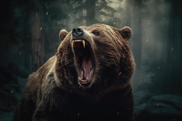 Ryczący niedźwiedź Urzekająca kinowa fotografia dzikiej przyrody
