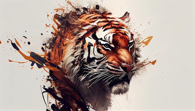 Ryczący Tygrys Majesty ożywiony w stylu legendarnego artysty, idealny do urzekających projektów i kreatywnych inspiracji