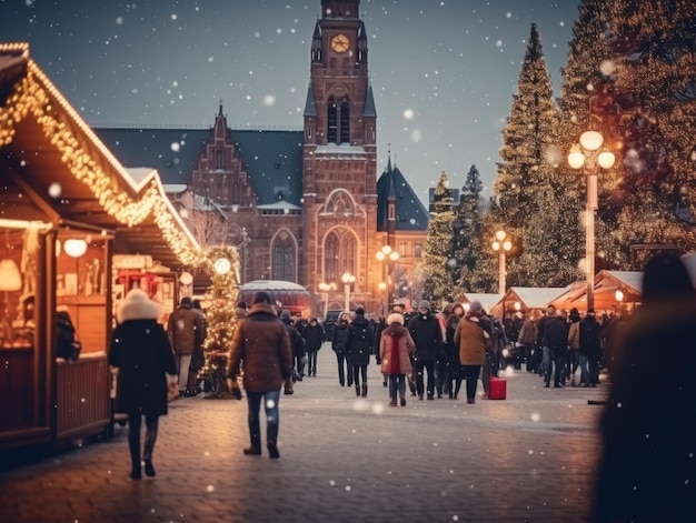 Rynek świąteczny w nocy