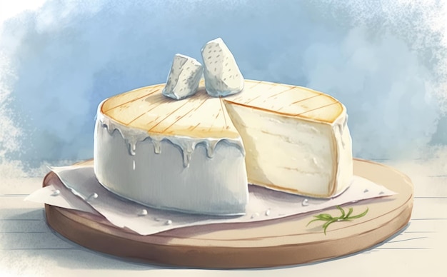 Rysowane ilustracje sera camembert akwarela ai generowane