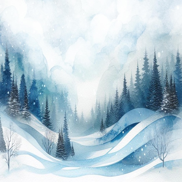 Zdjęcie rysunek akwarelowy północnych gór i śniegu abstrakcyjne tło vintage