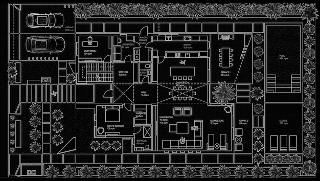 Rysunek architektoniczny. Architektura nowoczesna. Plan domu. tło architektoniczne