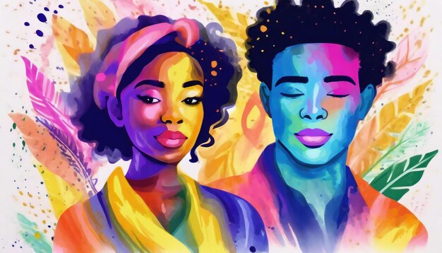 Rysunek artystyczny kobiety i mężczyzny w pastelowych kolorach