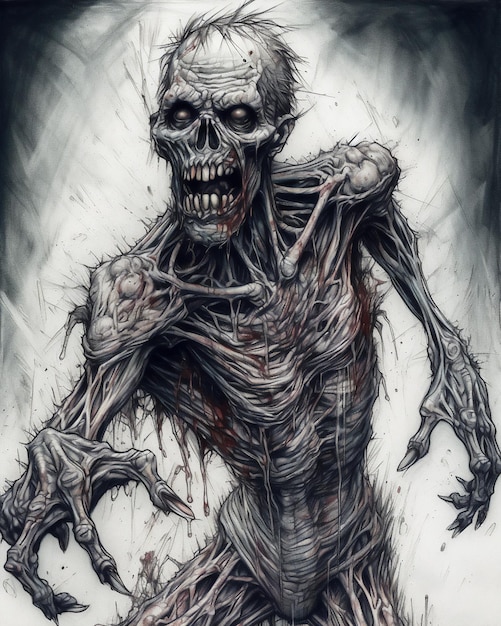Rysunek chodzącego zombie