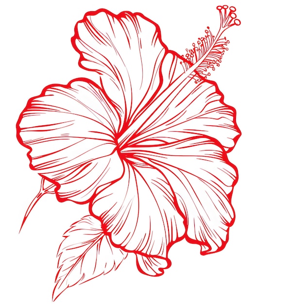 rysunek czerwonego kwiatu z czerwonym kwiatem hibiskusa