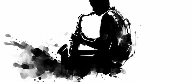 Zdjęcie rysunek człowieka grającego na saksofonie