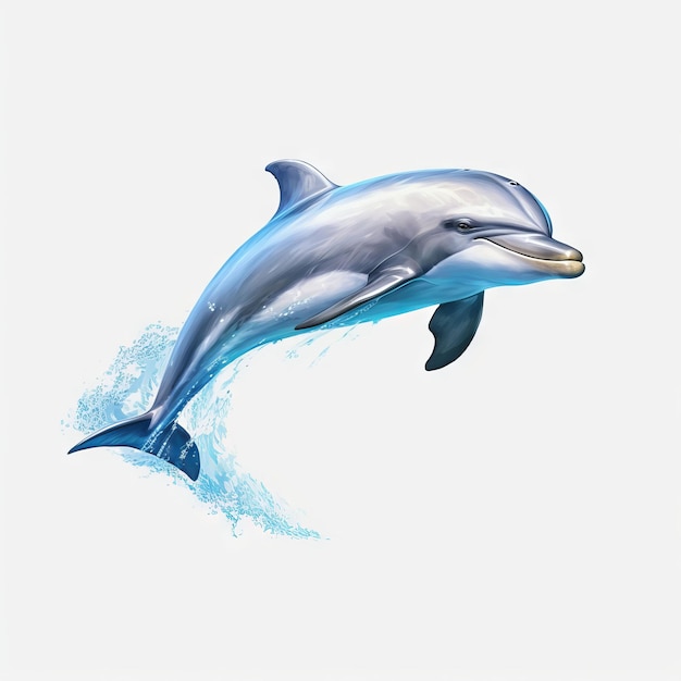 Rysunek delfina, który jest niebieski i biały
