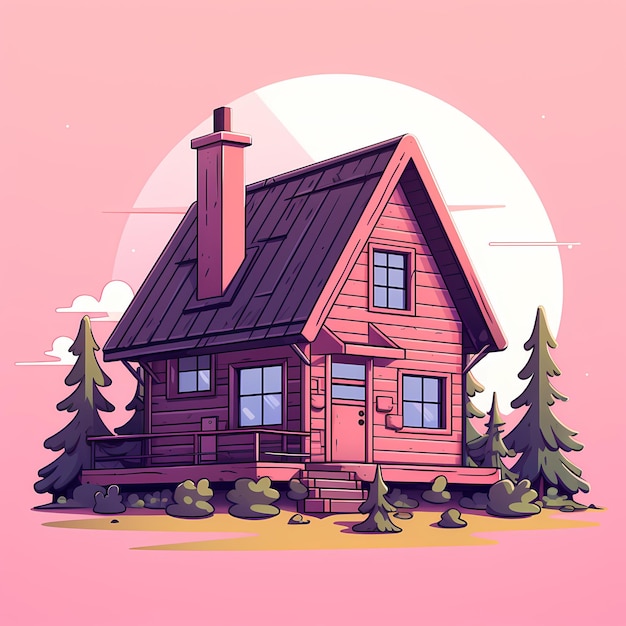 Rysunek domu z domem na dachu.