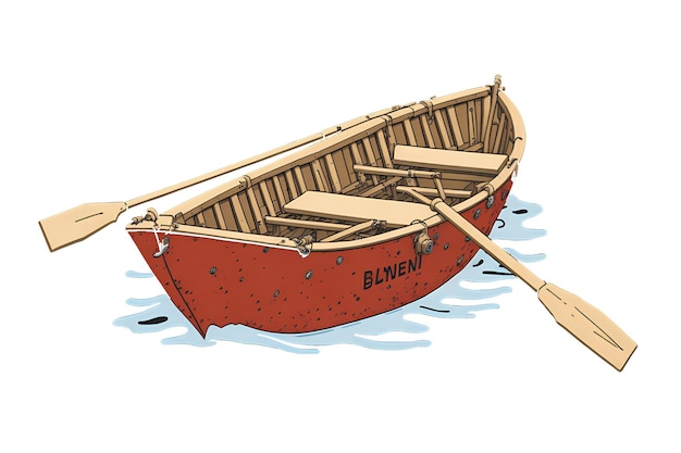 Rysunek drewnianej łodzi