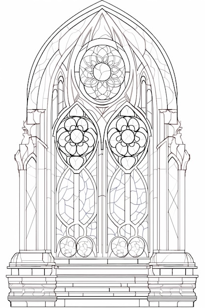 rysunek gotyckiego okna z generatywną ai w kształcie róży