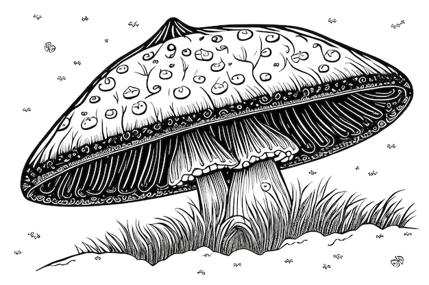 Rysunek grzyba z słowem grzyb na nim